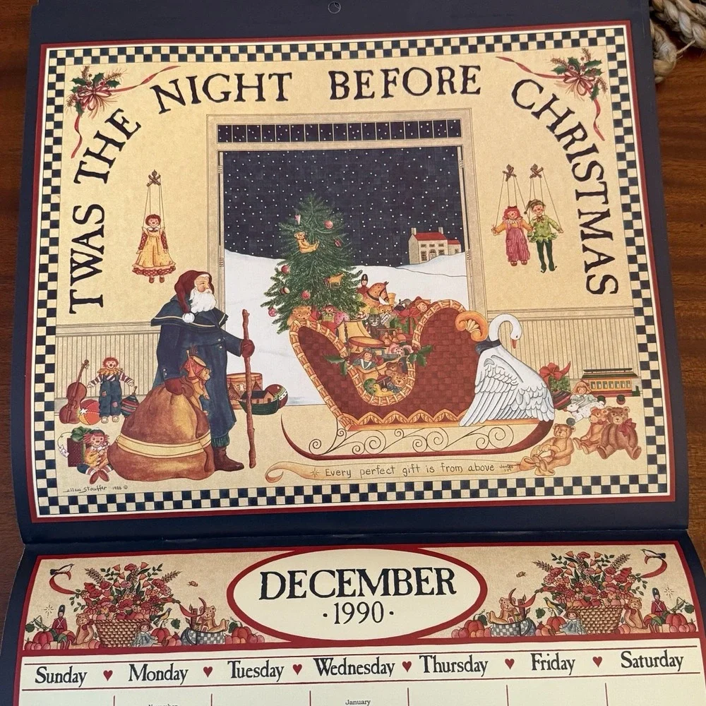 1990 Country Sampler Calendar – 12x12‎ – Folk Art Cottagecore Grannycore